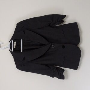 Rickis Charcoal Gray Blazer Ruched Sleeves Lightweight Lined
